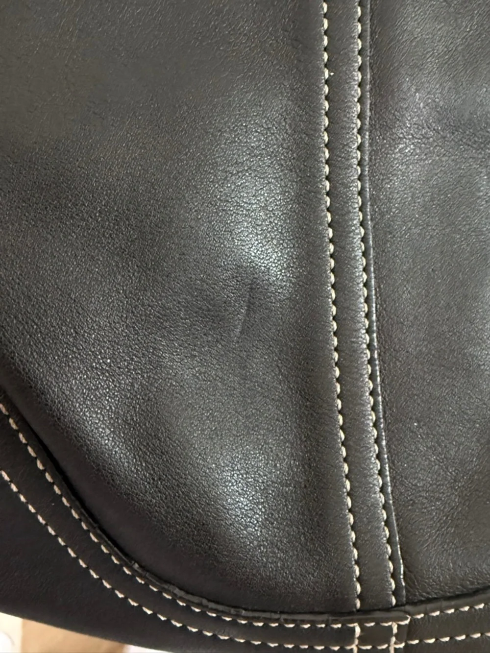 Coach Black Leather Curved Hobo Bag with Silver Hardware